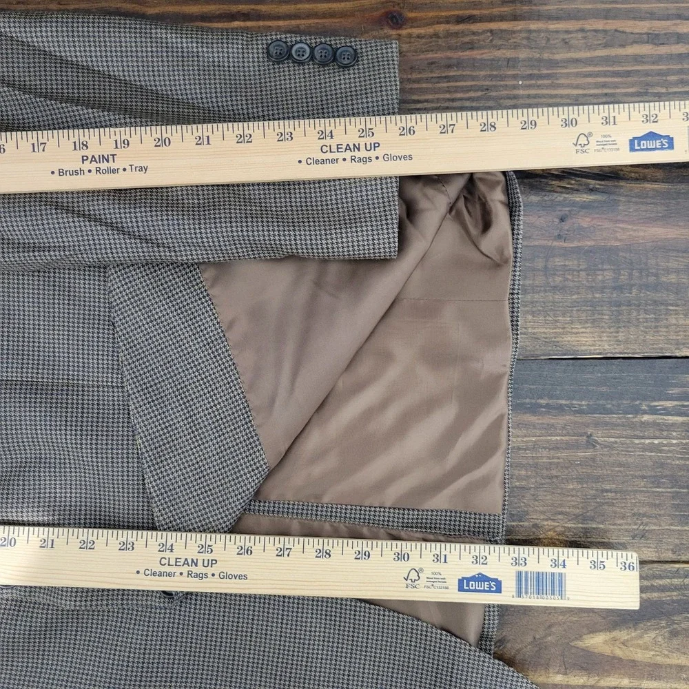 Lauren Ralph Lauren Men's Sport Coat Blazer Brown Houndstooth Silk Wool Size 44L